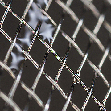 Капли воды в сетке